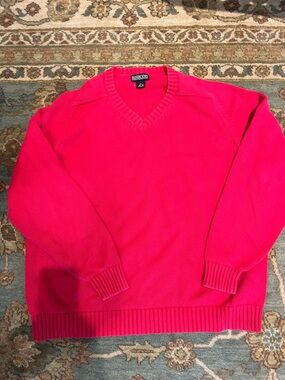 Vintage Lands’ End Cotton Crewneck Sweater Sz XL Red